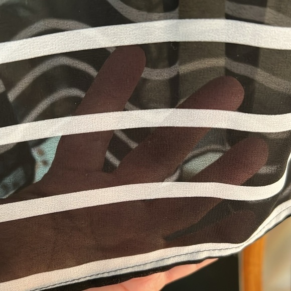 A.N.A. A New Approach Black/White Striped Sheer 1/4 Button Up Tunic, Sz 3X, EUC. - Picture 6 of 10
